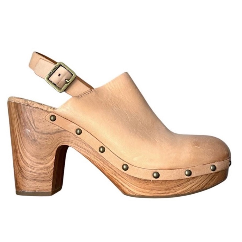 KORK EASE Darby Studded Clog Tan Leather Sz 10 Bohemian Granola Scandi Girl
